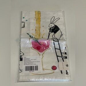 NWT Anthropologie rabbit pouring champagne bubbly dish towel
